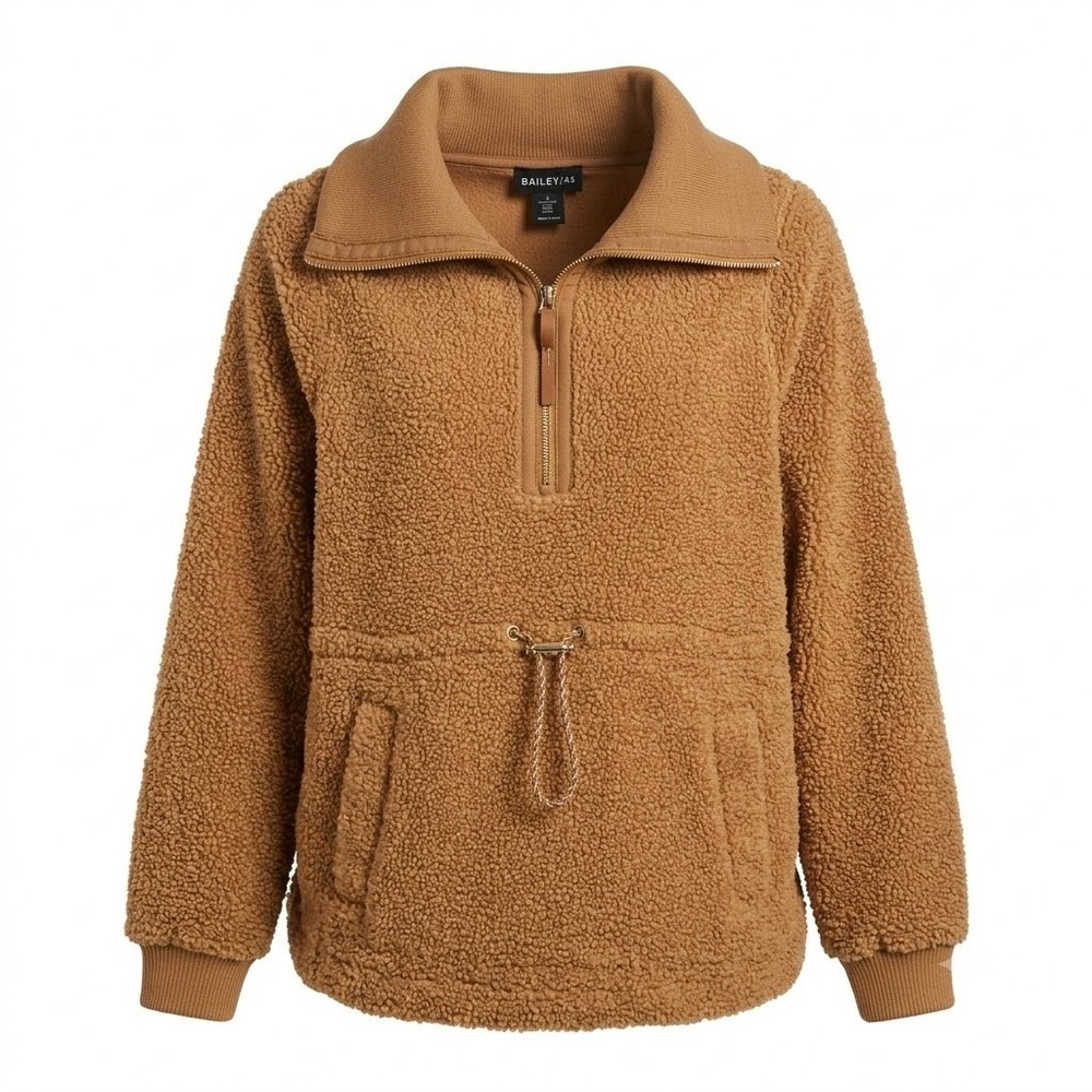 Bailey / 44 Womens Brown Sherpa Teddy‎ Fleece Half Zip Pullover XS Berber